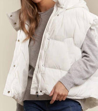 Adora - Front Zip Up Puffy Hoodie Vest