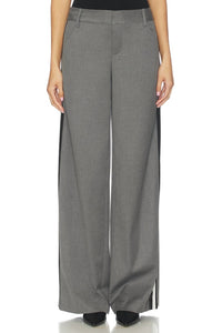 alice + olivia Stu Ultra Baggy Pants in storm grey black - women's pants