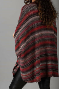 Saachi - Women’s Striped Knit Poncho Top