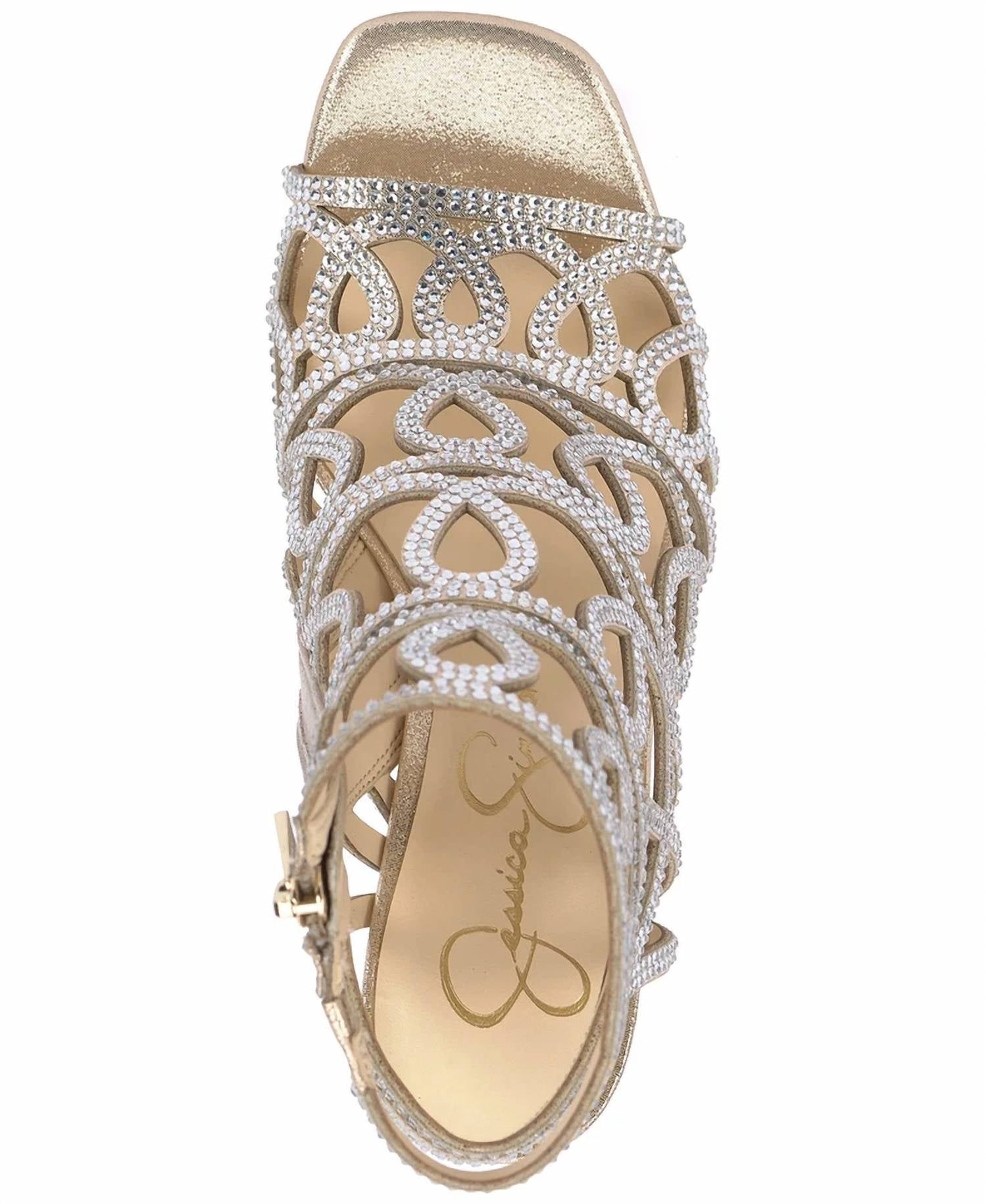 Jessica Simpson - Women's Opalite Rhinestone Gold Formal Stiletto Heel Sandal