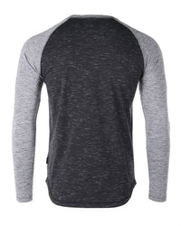 Zimego - Men's Baseball Retro Contrast Long Sleeve Raglan T-shirt