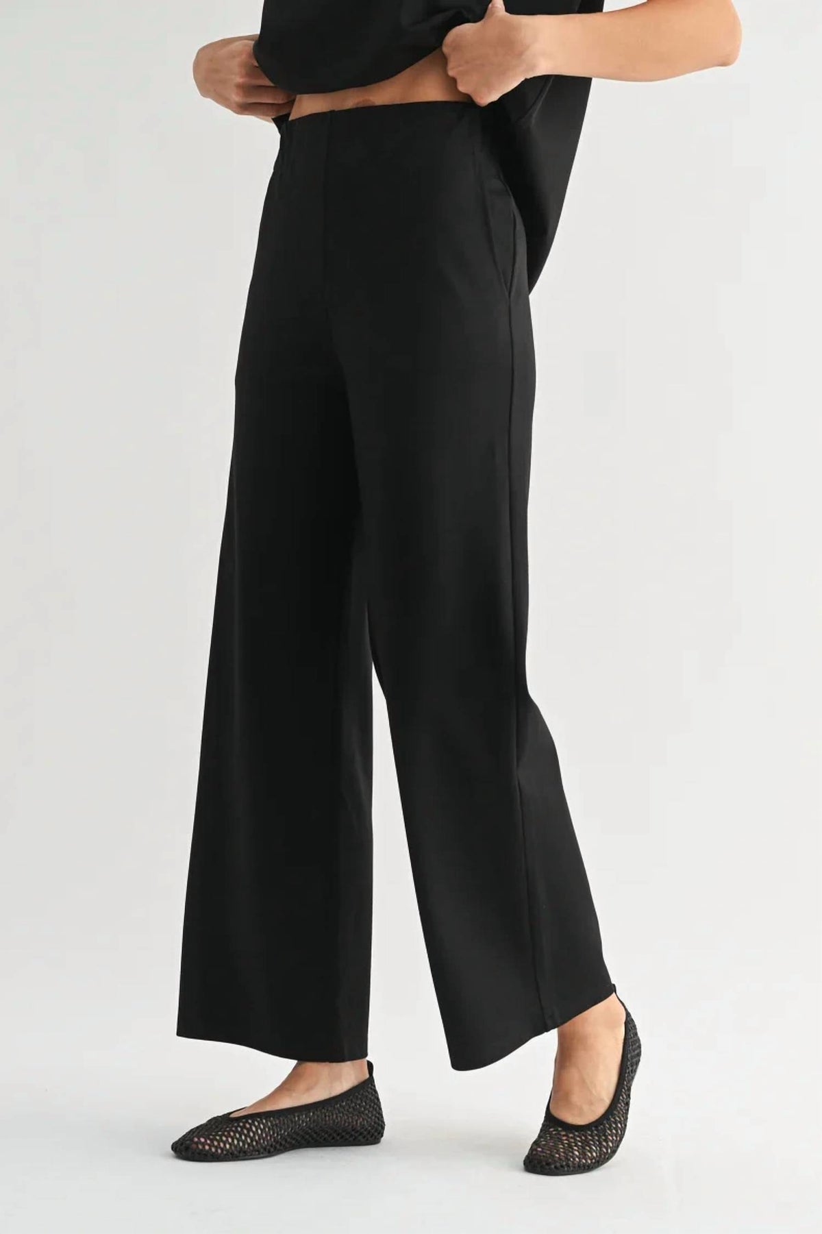 Fun 2 Fun - Ponte Knit Wide Leg Pants