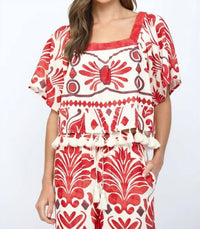 Fate By Lfd - Geo And Tropical Print Tassel Top