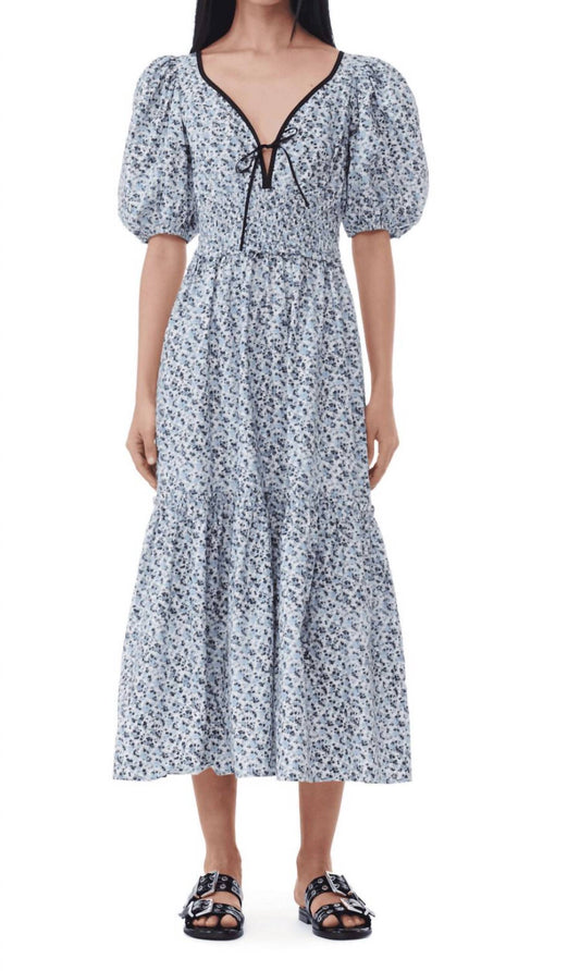 Ganni - Printed Cotton Long Smock Dress