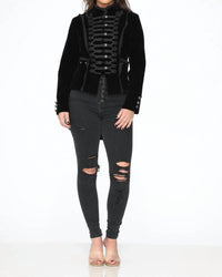 Orchid Bloom - Velvet Tailed Jacket With Linen