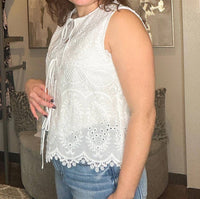 Skies Are Blue - Eyelet Detail Sleeveless Top