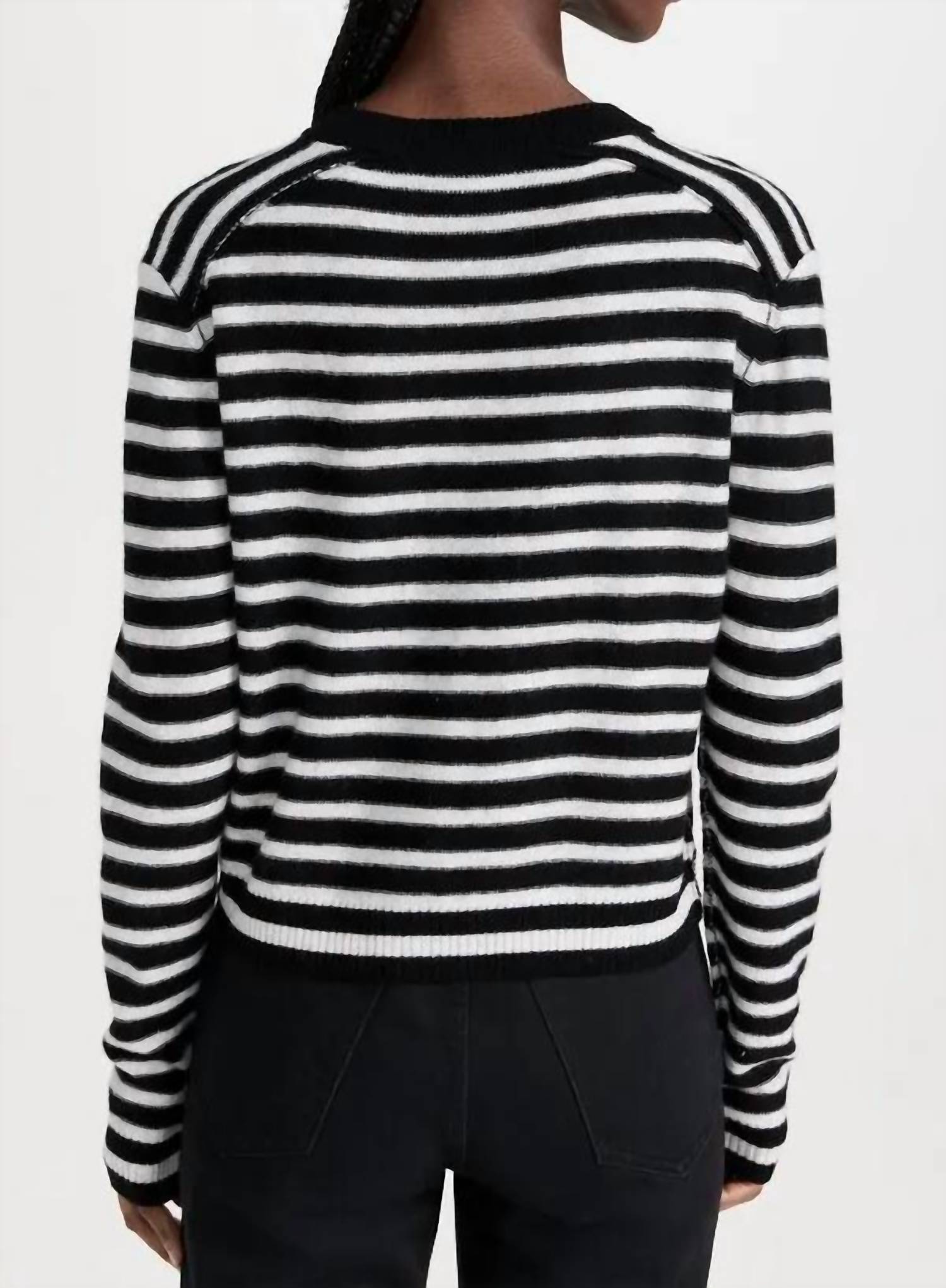 Atm - Wool Cashmere Stripe Cropped Cardigan