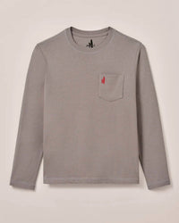 JOHNNIE-O Boy's Us Palm Long Sleeve Jr Pocket Shirt in steel - kids' shirt - alternate view