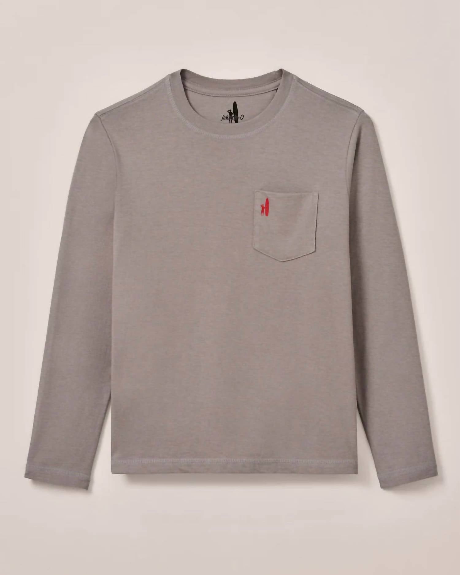 JOHNNIE-O Boy's Us Palm Long Sleeve Jr Pocket Shirt in steel - kids' shirt - alternate view