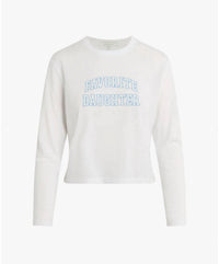 Favorite Daughter Cropped Collegiate Long Sleeve Tee in white light blue - women's long sleeve top - view 4