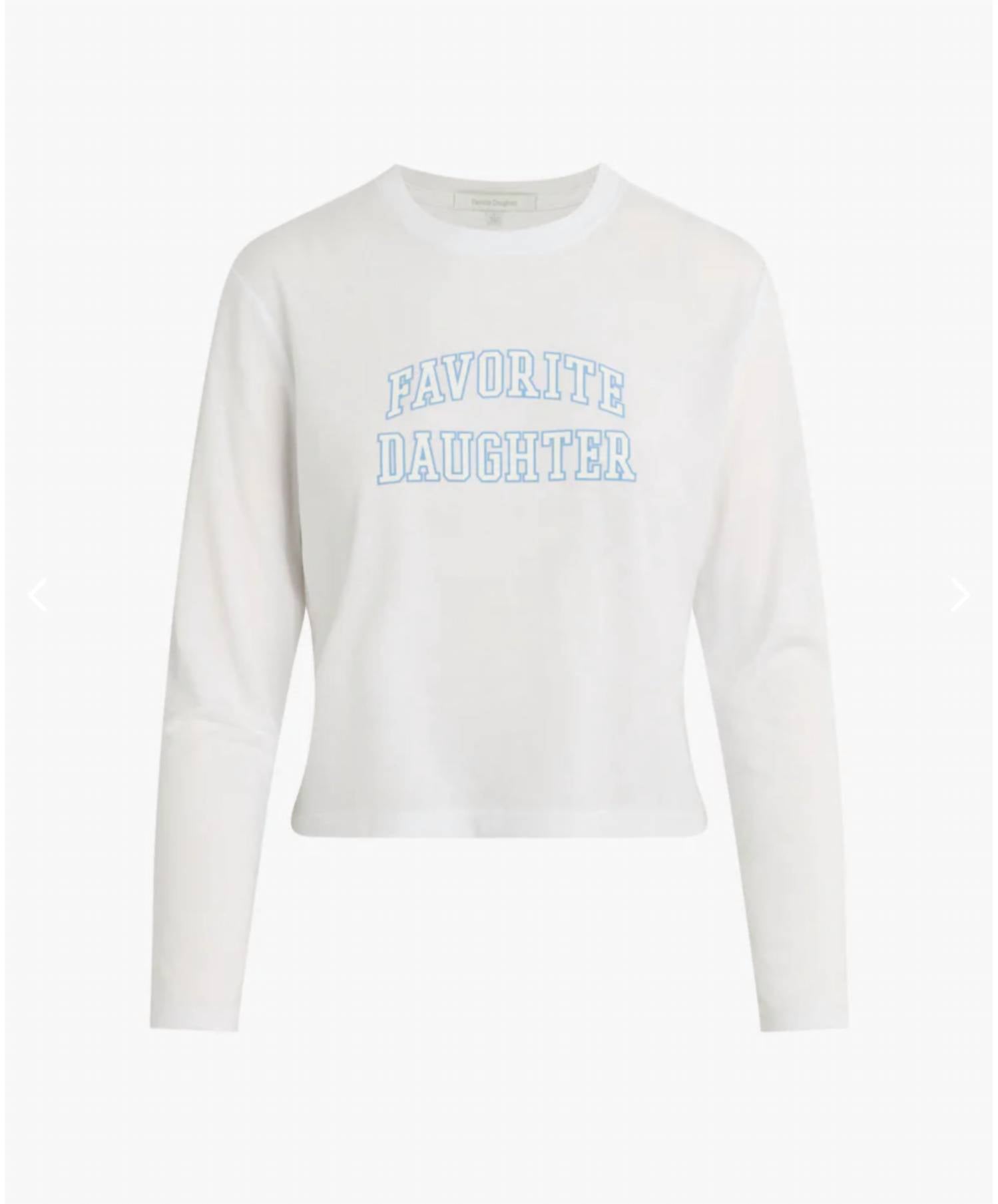 Favorite Daughter Cropped Collegiate Long Sleeve Tee in white light blue - women's long sleeve top - view 4