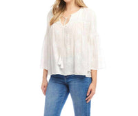Karen Kane - Flare Sleeve Embroidered Pintuck Detail Top