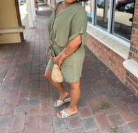 Audrey Lane - Button Front V-neck Romper