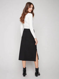 Charlie B - Gutsy Patch Pockets Crepe Midi Skirt