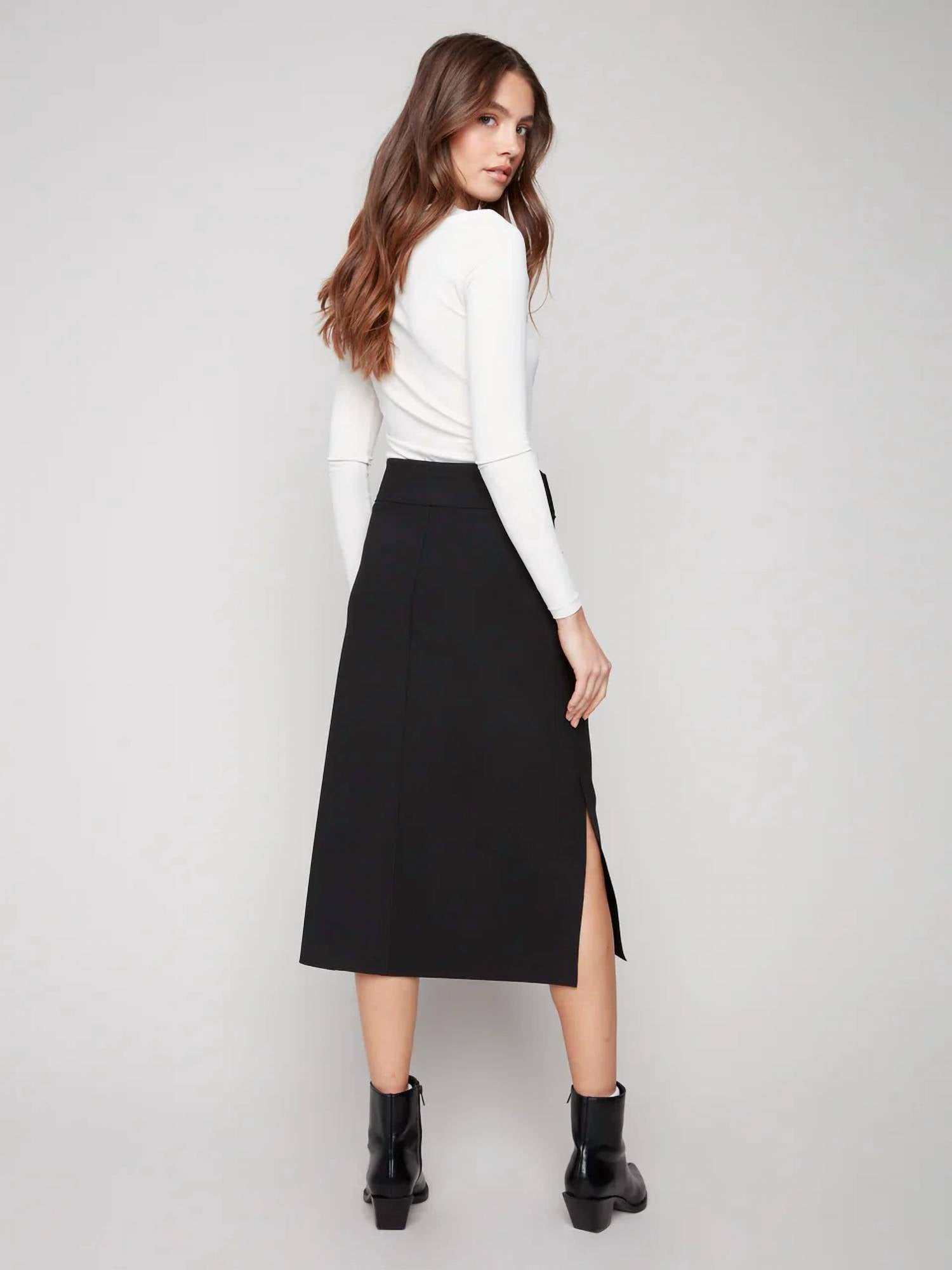 Charlie B - Gutsy Patch Pockets Crepe Midi Skirt