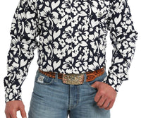 CINCH Men's Hibiscus Shirt in navy white - men's shirt
