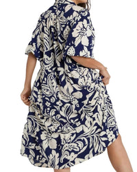 Umgee - Two Tone Floral Print Midi Dress - Plus
