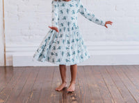 Kickee - Girls' Print Long Sleeve Twirl Dress with Pockets