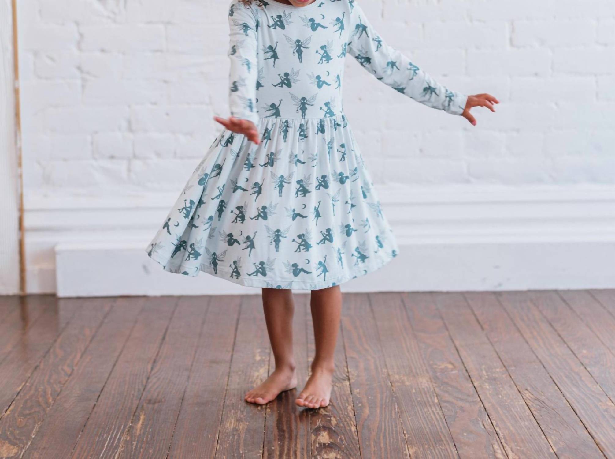 Kickee - Girls' Print Long Sleeve Twirl Dress with Pockets