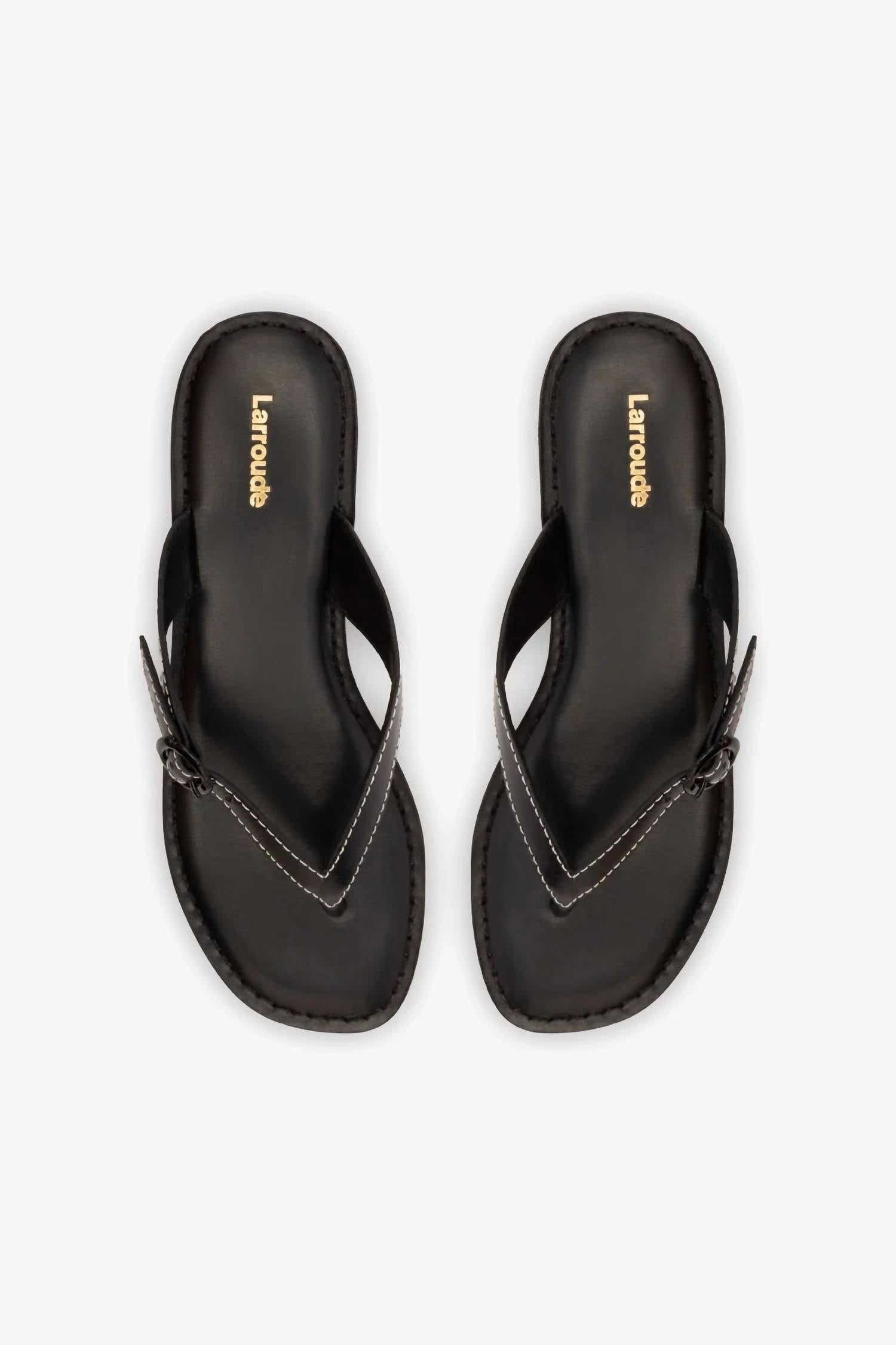Larroude - Women's Mary Kate Leather Thong Flat Sandals