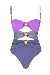 Sweetkama - Ladies Shoulder Straps Backless One Piece Swimwear With Skirt
