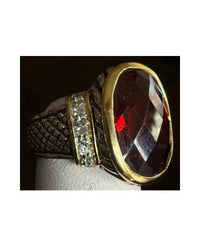 P & K Jewelry Women's Sterling Large Cubic Zirconia Ring in red silver - women's jewelry