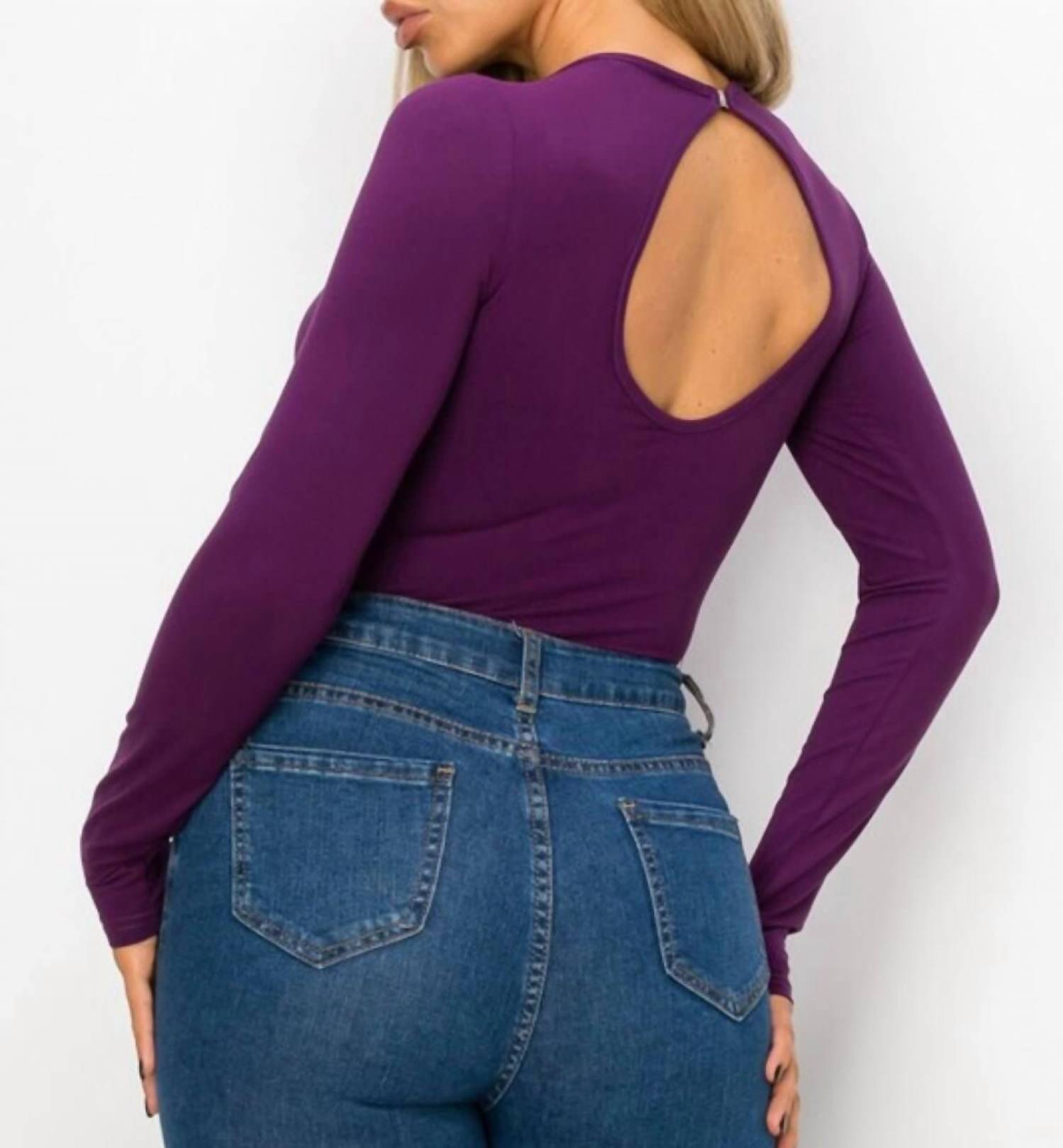 Yelete - Annalisa Long Sleeve Open Back Bodysuit