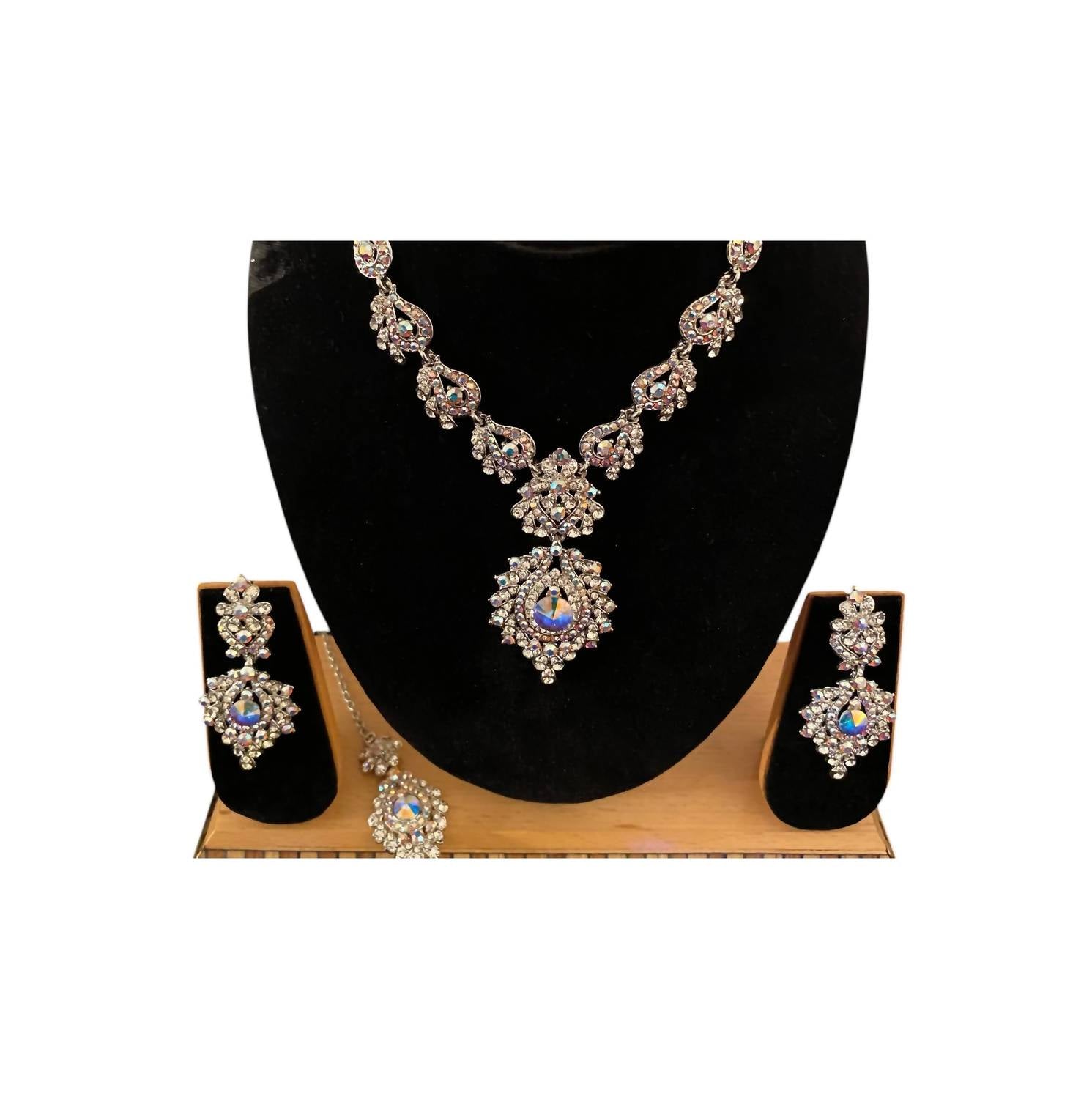 Donna Vinci Women's J142 Necklace And Earrings Jewelry Set in blue - women's jewelry - alternate view