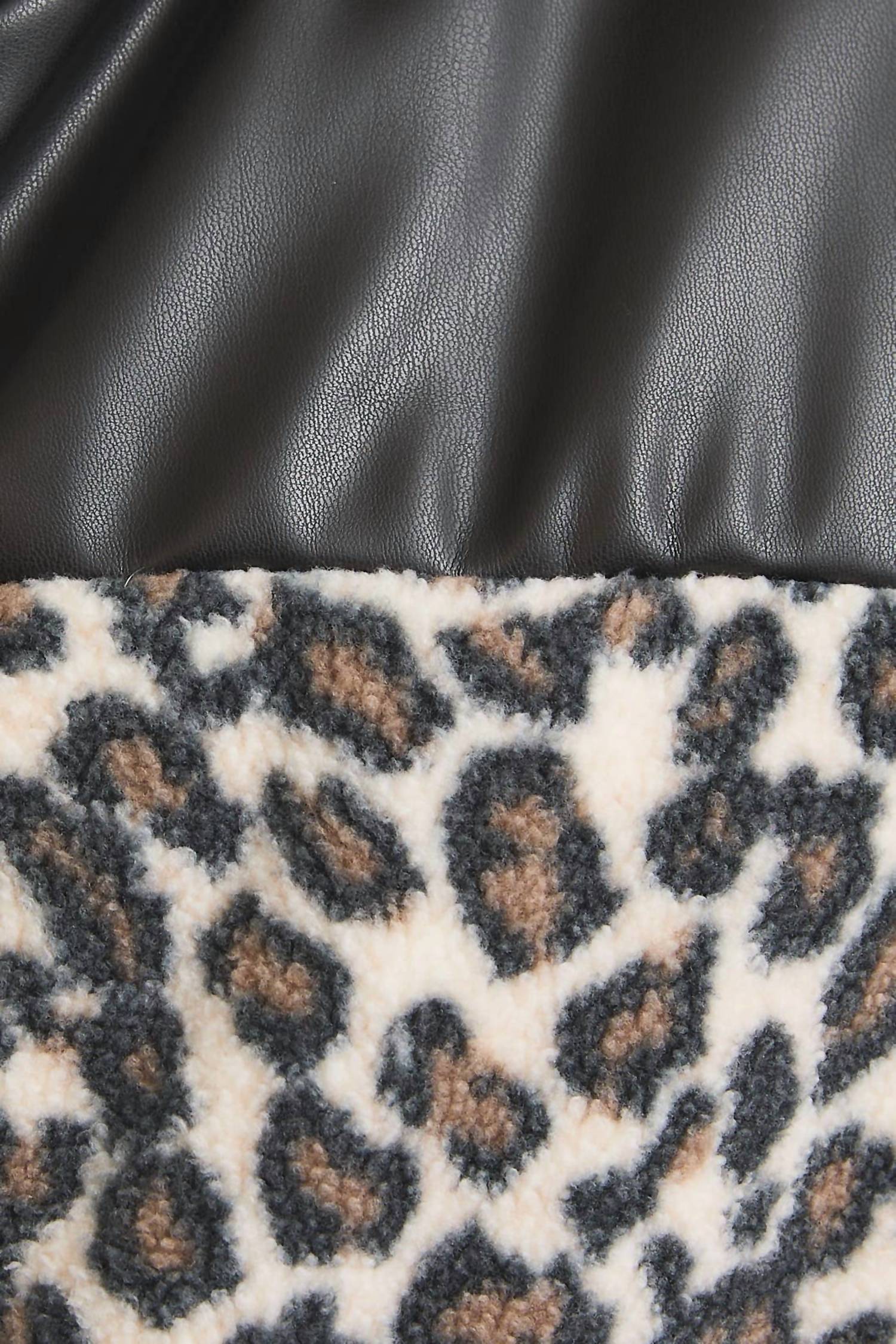 Gilli - Mock Neck Fleece & Pleather Mix Puffer Vest