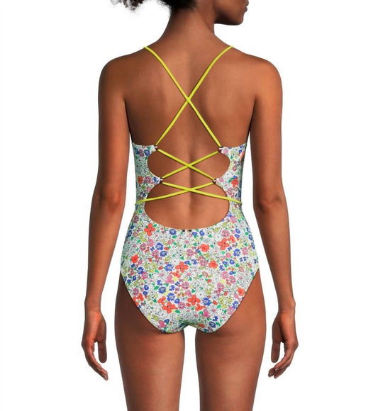 Tommy Hilfiger - Adjustable Tie Belt One-piece Floral Swimsuit