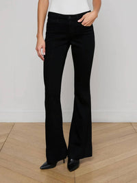 L'Agence Lenora Low Rise Seamed Flare Jeans in noir - women's jeans - view 4