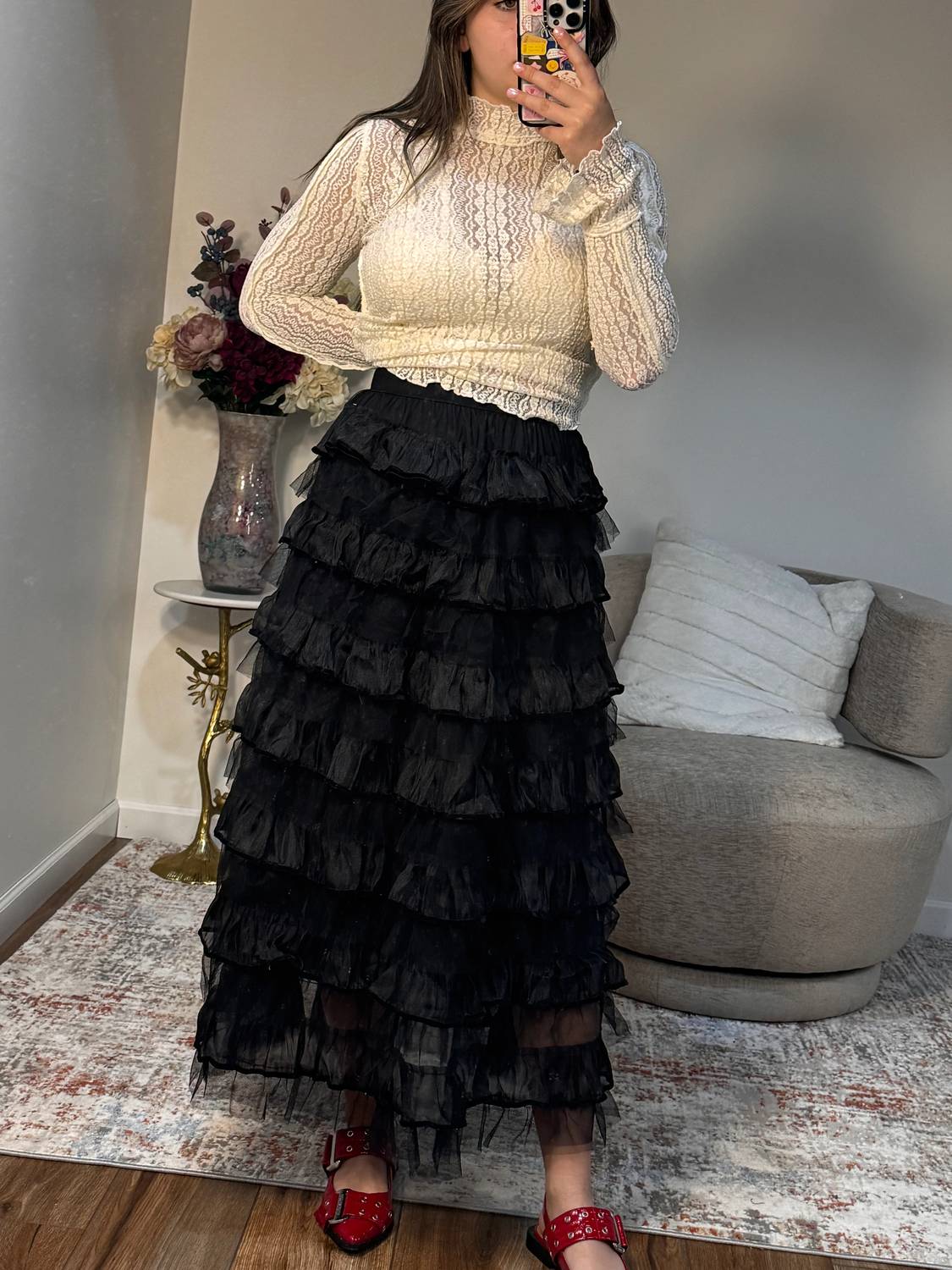 Urban Daizy - Sophia Layered Ruffle Maxi Skirt