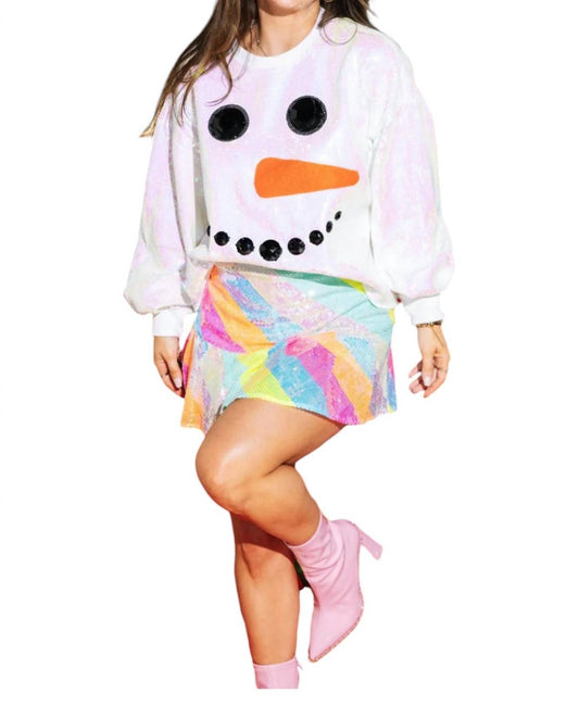 Queen Of Sparkles - Sequin Snowman Sweatshirt