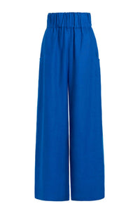 BONDI BORN Women's Universal Linen Trousers in sapphire - women's pants