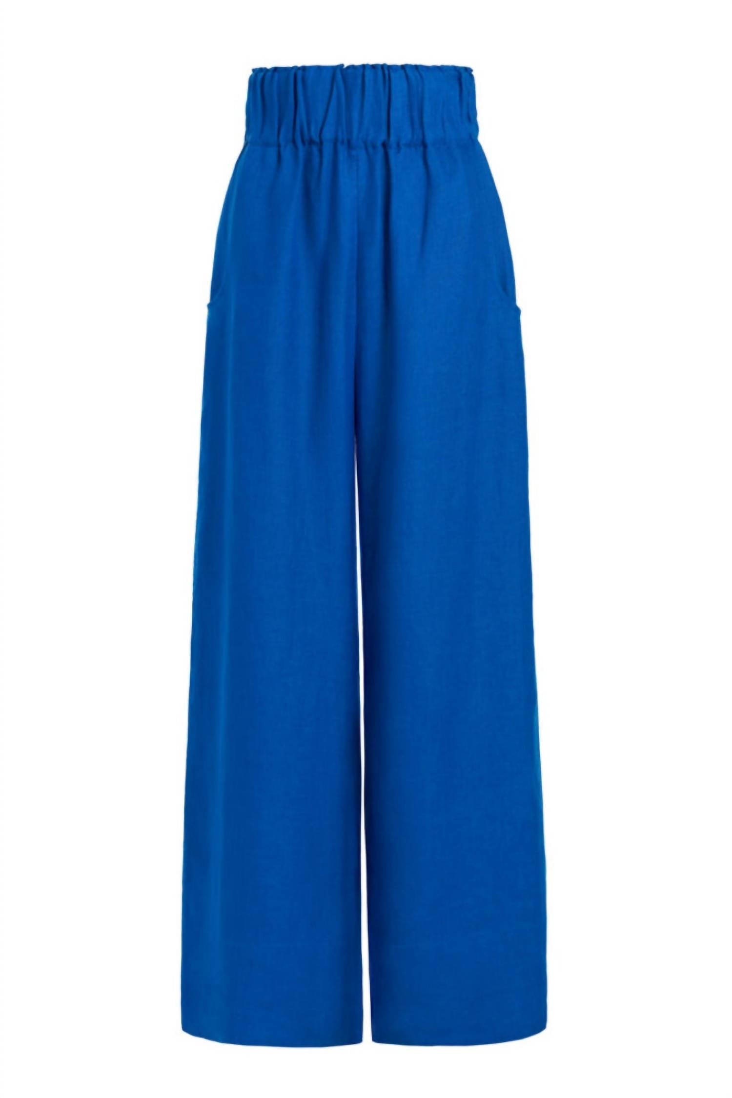 BONDI BORN Women's Universal Linen Trousers in sapphire - women's pants