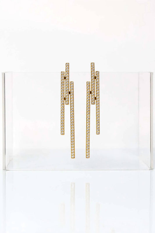 Hello Edie - Women's Triple Pave Bar Earrings
