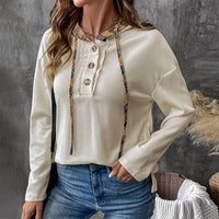 Lily Clothing - Cozy Plaid Trim Pullover Sweatshirt