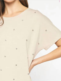 Entro - Solid Short Sleeve Studded Dress