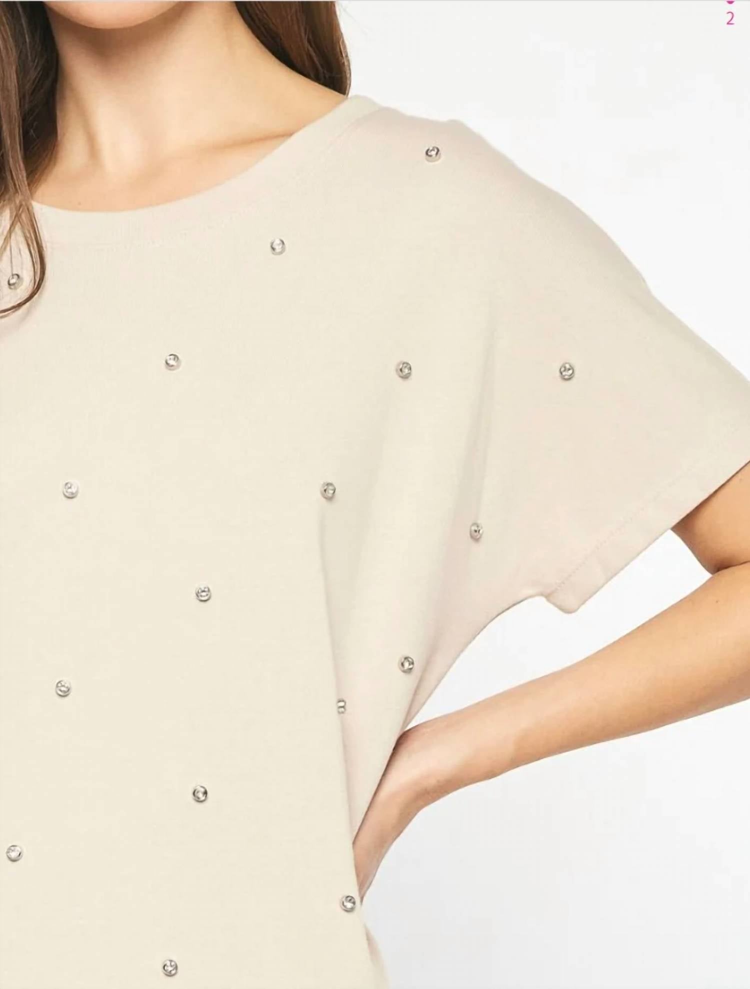 Entro - Solid Short Sleeve Studded Dress
