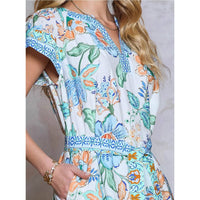Current Air - Floral Printed Belted Mini Dress