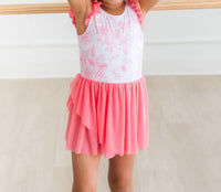 Rufflebutts - Girl's Butterfly Garden Toile Flutter Sleeve Dance & Gymnastics Leotard