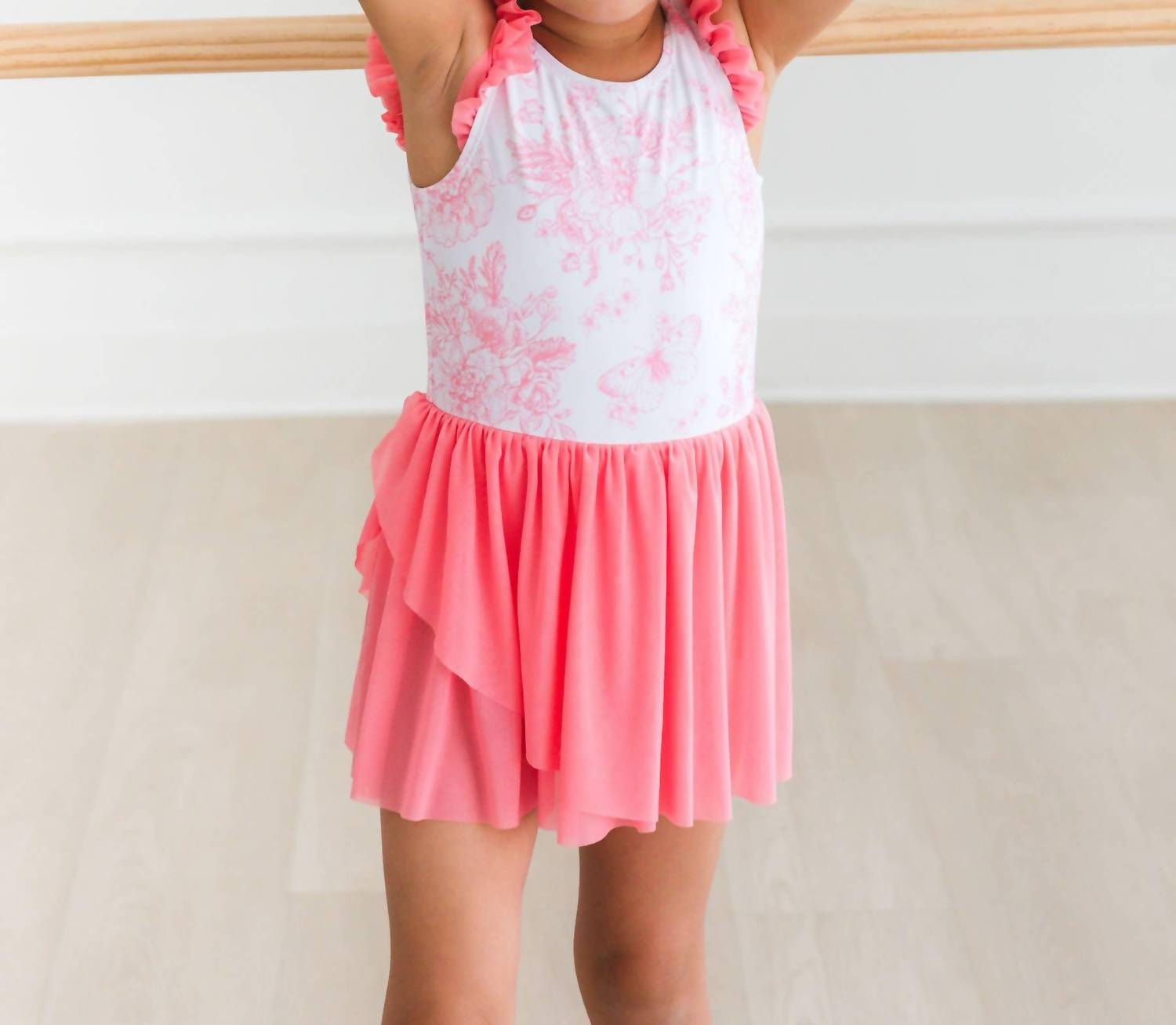 Rufflebutts - Girl's Butterfly Garden Toile Flutter Sleeve Dance & Gymnastics Leotard