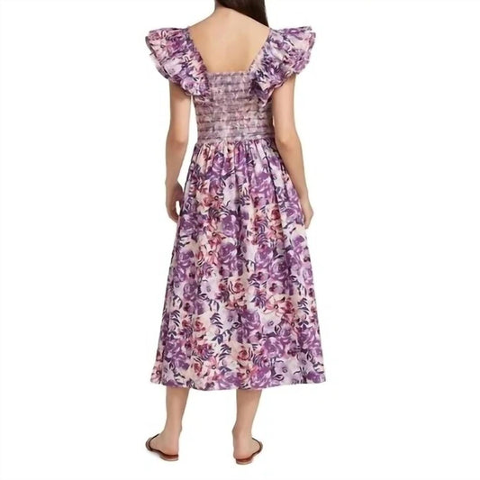 Something Navy - Smocked Floral Midi Dress