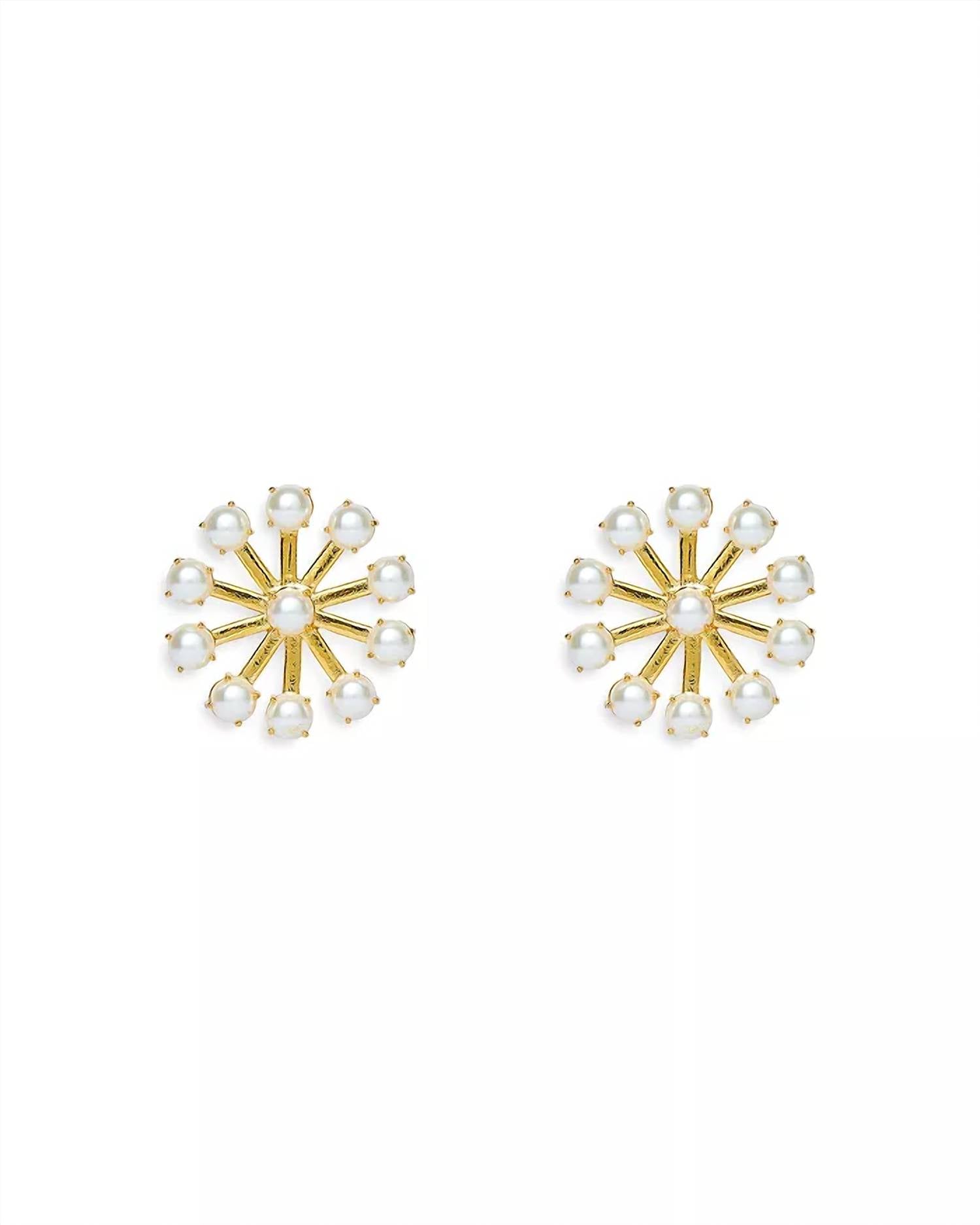 Lele Sadoughi - Women's Pearl Pinwheel Button Earrings