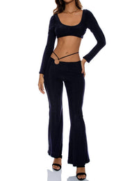 Luli Fama - Long Sleeve Scoopneck Crop Top