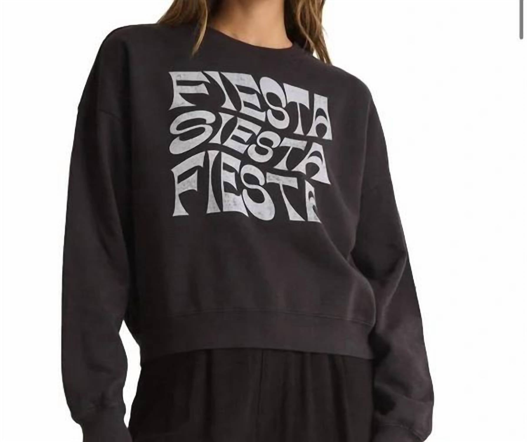 Z Supply Fiesta Tomgirl Sweatshirt in black - women's top
