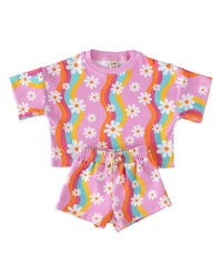 Lucky Panda Kids - Kids Groovy Daisy Short Set