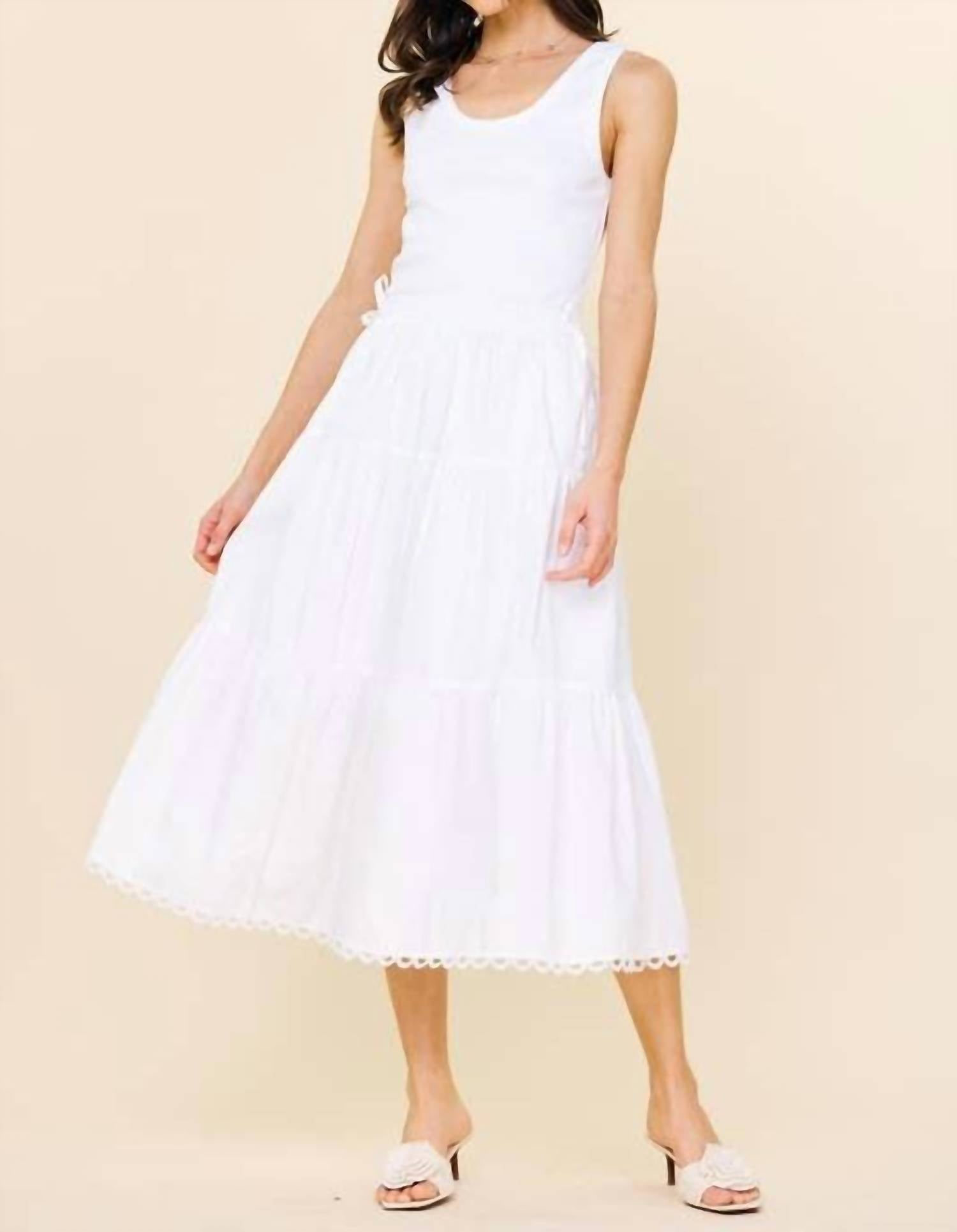 Skies Are Blue - Knit Tank Poplin Skirt Dress