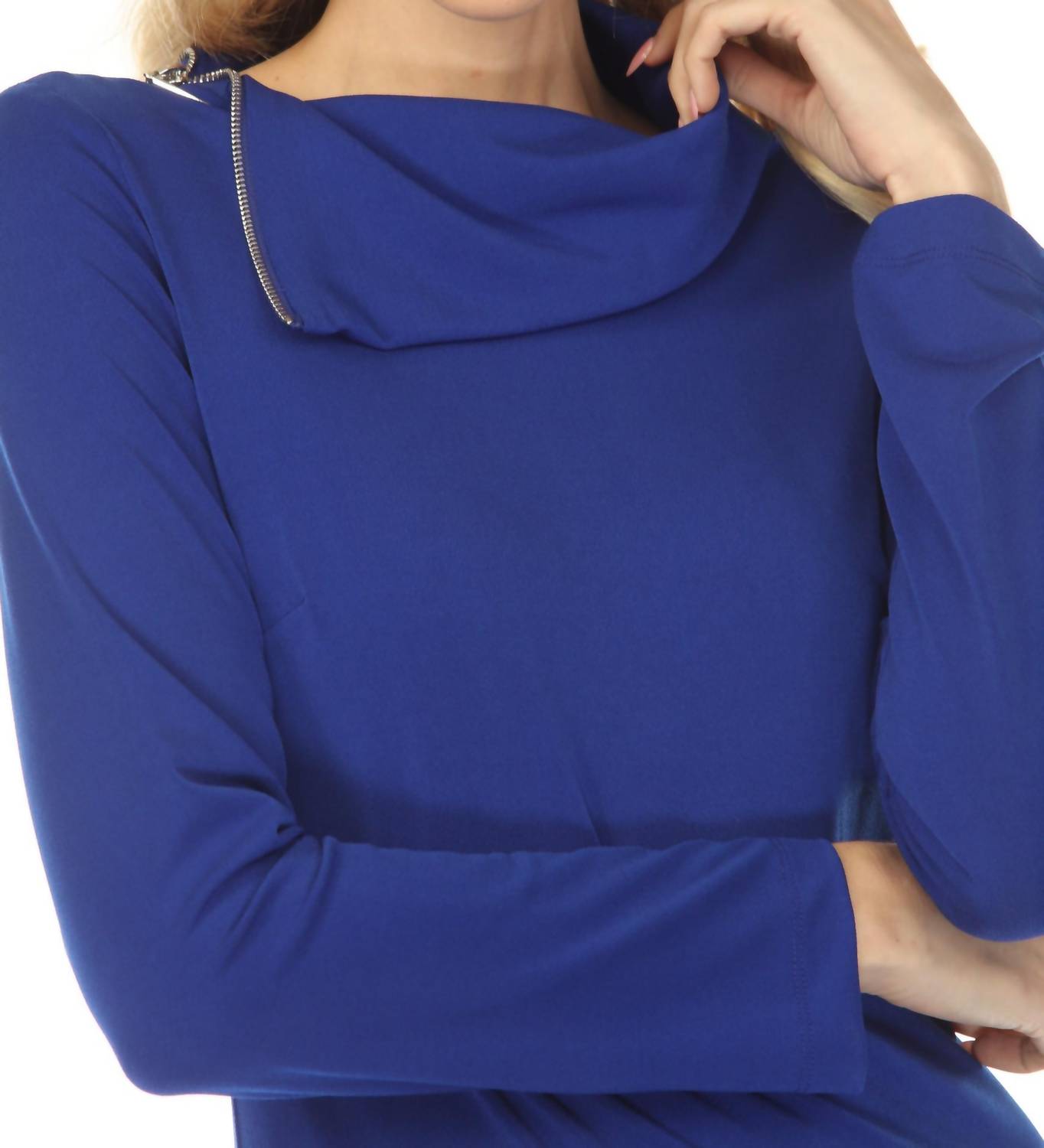 Joseph Ribkoff - Zip Cowl Neck Sheath Dress