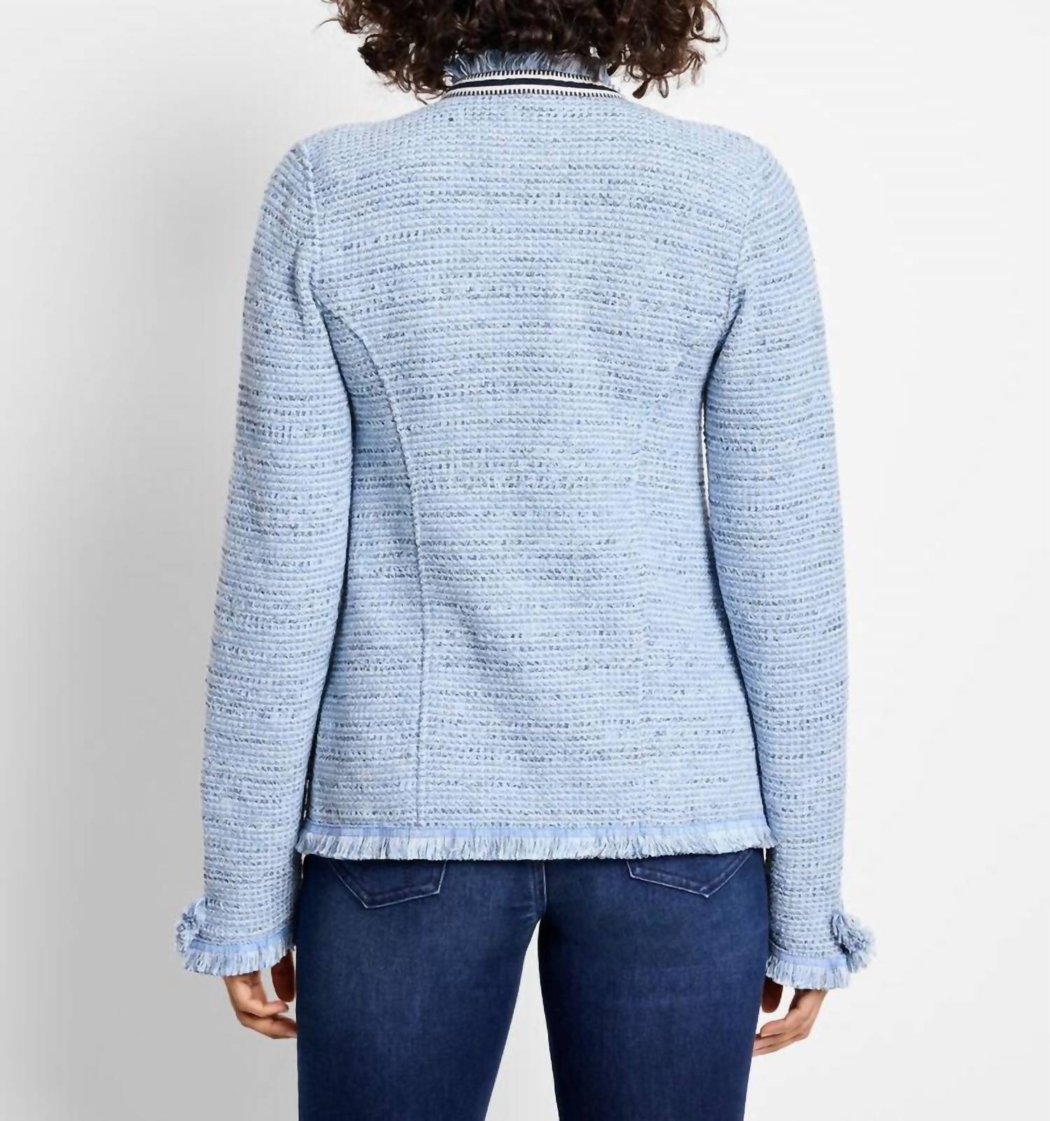 Nic + Zoe - Izara Indigo Fringe Mix Knit Jacket